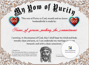 Vow Of Purity Certificate