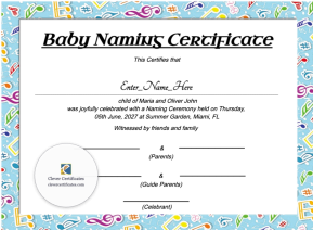 Free Washington Baby Naming Certificate