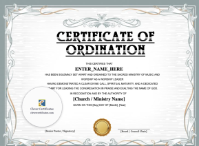 Worship Leader Ordination Certificate · Landscape