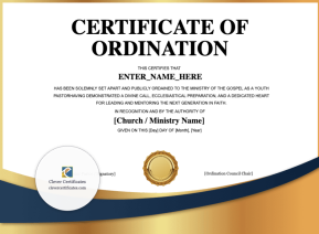 Youth Pastor Ordination Certificate · Landscape